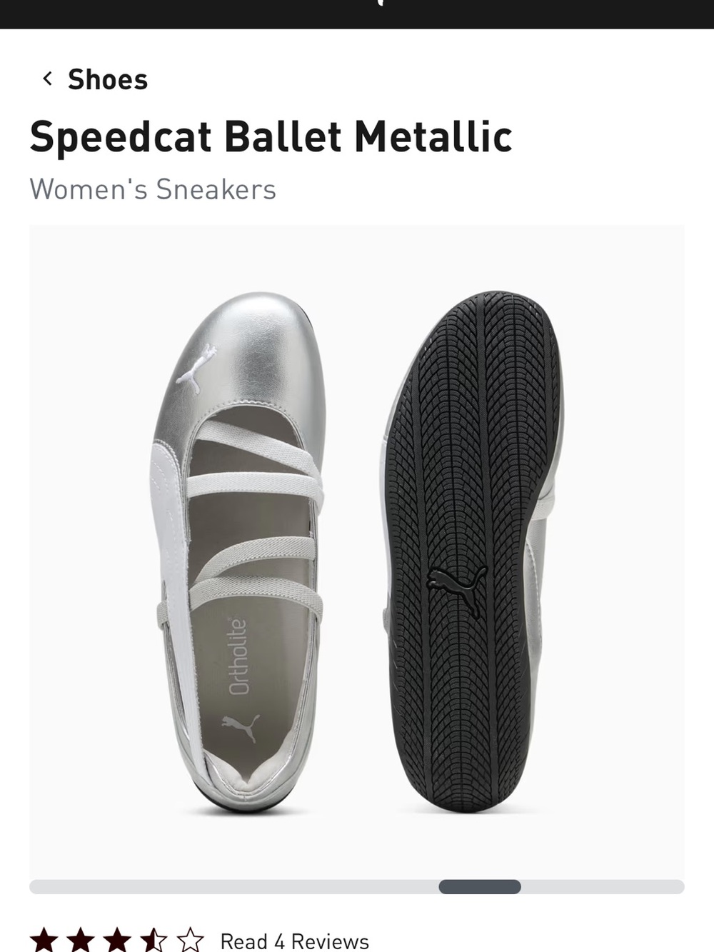 New Puma Speedcat Ballet Metallic Sneakers - Silver/White/Black